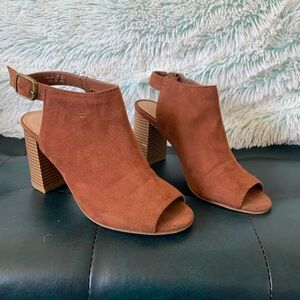 Suede Cognac Heels